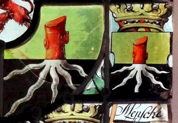 de Mepsche's Crest, Stained glass (detail)