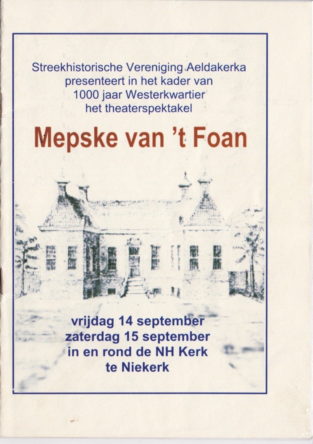 Booklet for Theaterspektakel Mepske van 't Foan